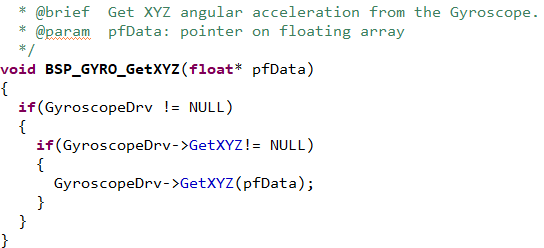 Serial output of gyroscope axis readings over I2C.
